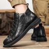 2025 autumn and winter British retro Martin boots men's round head lace-up soft sole medium help tooling leather boots genuine leather short boots men