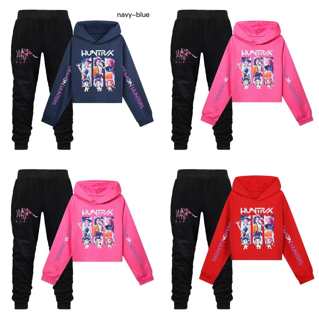 Kpop Demon Hunters Girls Cotton Casual Set With Long Sleeve Hoodie And Pants For Ages 110-170cm
