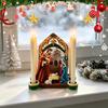 Exquisite Manger Scene Sculptures Christmas Nativity Candle Holder, Holy Family Figurine with 4 Holders Slots, Vintage Candlestick for Mantel