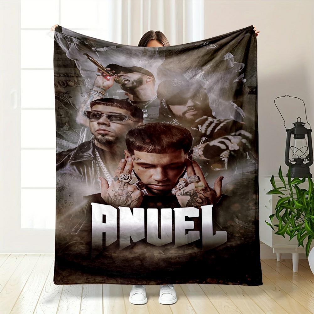 Reggae music artist Anuel AA printed bedroom blanket, printed Flannel blanket for bedroom, living room, sofa, and nap