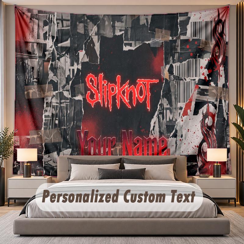 Custom Name Text Tapestry Slipknot Personalized Polyester Wall Tapestry For Bedroom And Room