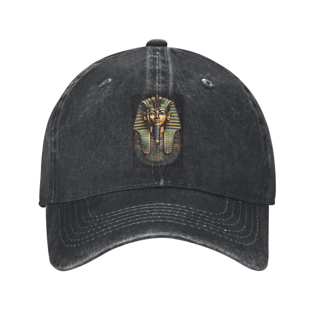 Egyptian Pharaoh With Golden Crown Illustration Denim Fabric Cap Casual Baseball Caps Adjustable Hat Summer Unisex Baseball Hats