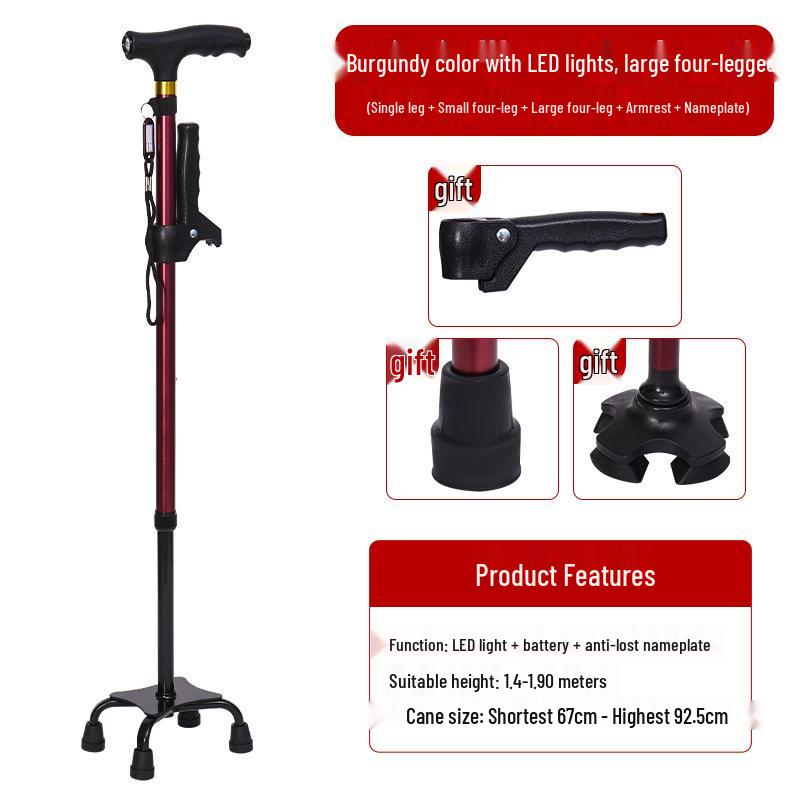 Yunxiang Retractable Non-slip Aluminum Walking Cane with LED Light
