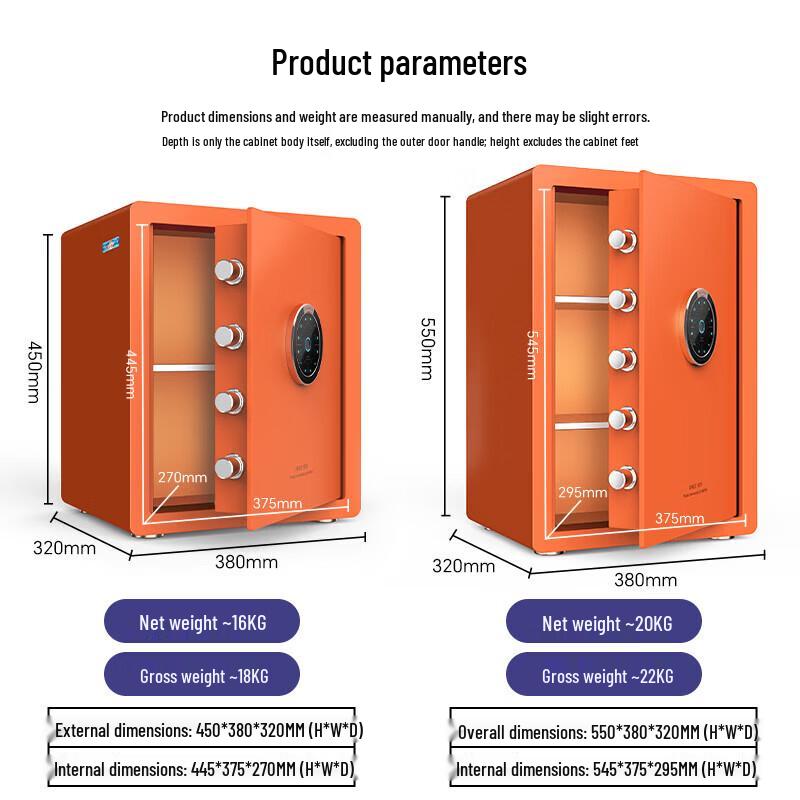 Tiger Home & Office Smart Fingerprint Safe - 45cm Vibrant Orange