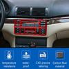 3Pcs Red Carbon Fiber Interior Central Console Cover Trim For BMW 3Series E46