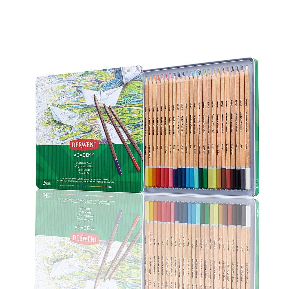 

Derwent Academy Watercolour Metal 24 Colour 2301942 Pencils, Case, Set,