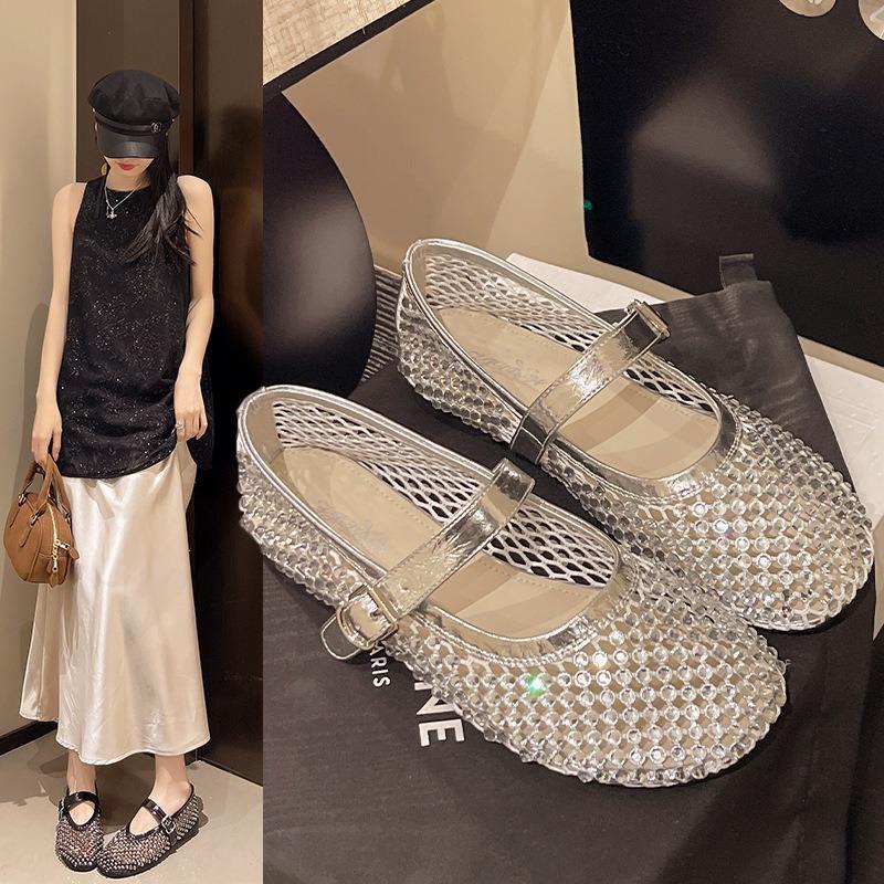 Ein neuer Stil atmungsaktiver Damen-Einzelschuhe mit Ein-Schulter-Schnalle Ballerinas