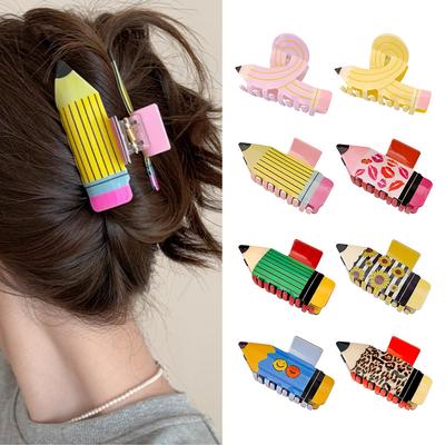 Kreative Cartoon Bleistift Buch Haarspange Vielseitige Mehrfarbige Acryl Haarspange Haarklammer Kopfschmuck Haaraccessoire für Frauen