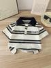 2025 Kids' Striped POLO Shirt - Unisex Summer Lapel Short Sleeve Color Block Top, Korean Style