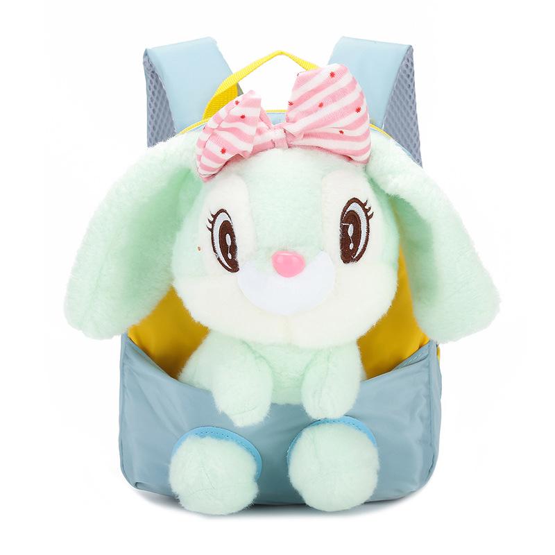 Plush 3D Rabbit Backpack for Boys Girls Kids Children SchoolBag Cute Bow Tie Cartoon School Bags Kindergarten Preschool Baby Bag