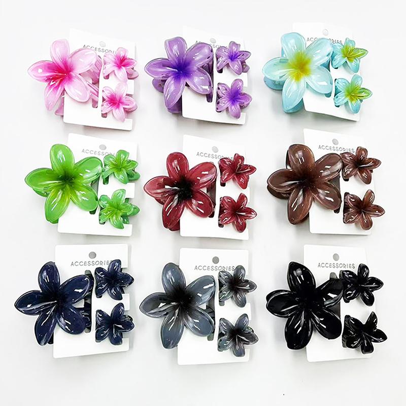 3Pcs Colorful Gradient Color Flower Hair Claws Sweet Barrettes  Shark Clip For Women Girls Beach Hair Accessories Gifts