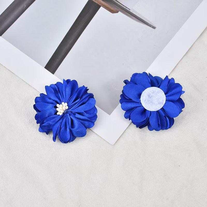 Retro Hong Kong Style Satin Flower Fabric Hair Accessories - Handmade Hair Ties, Headbands, Clips, and Earrings.