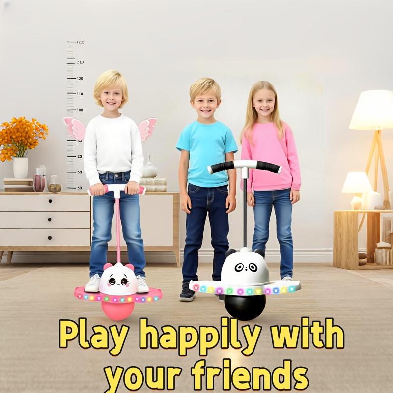 Fun LED Light-Up Pogo Ball | Balance & Coordination Toy for Youngsters & Adults Up To 200lb, Pink/Black Plastic Bounce Board with Colorful Lights
