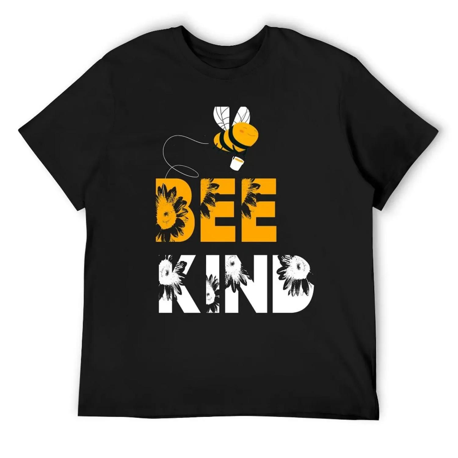 

Bee Kind - Grateful Kind Bee T-Shirt plus sizes blanks summer shirt Funny t-shirts mens graphic t-shirts hip hop XXXXXL чёрный