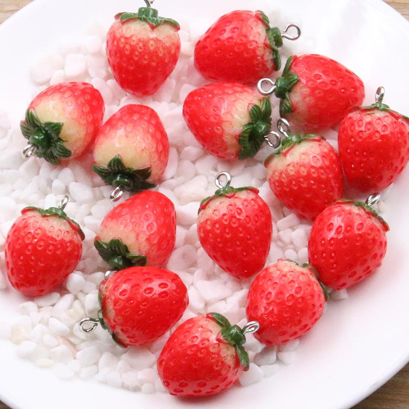 Красный 17x25 мм DIY 3D Подвеска-шарм Клубника из смолы красный