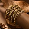 Handmade Thick Chain 18K Gold Plated Waterproof Stainless Steel Fashion Jewelry Bracelet Sets for Men Women