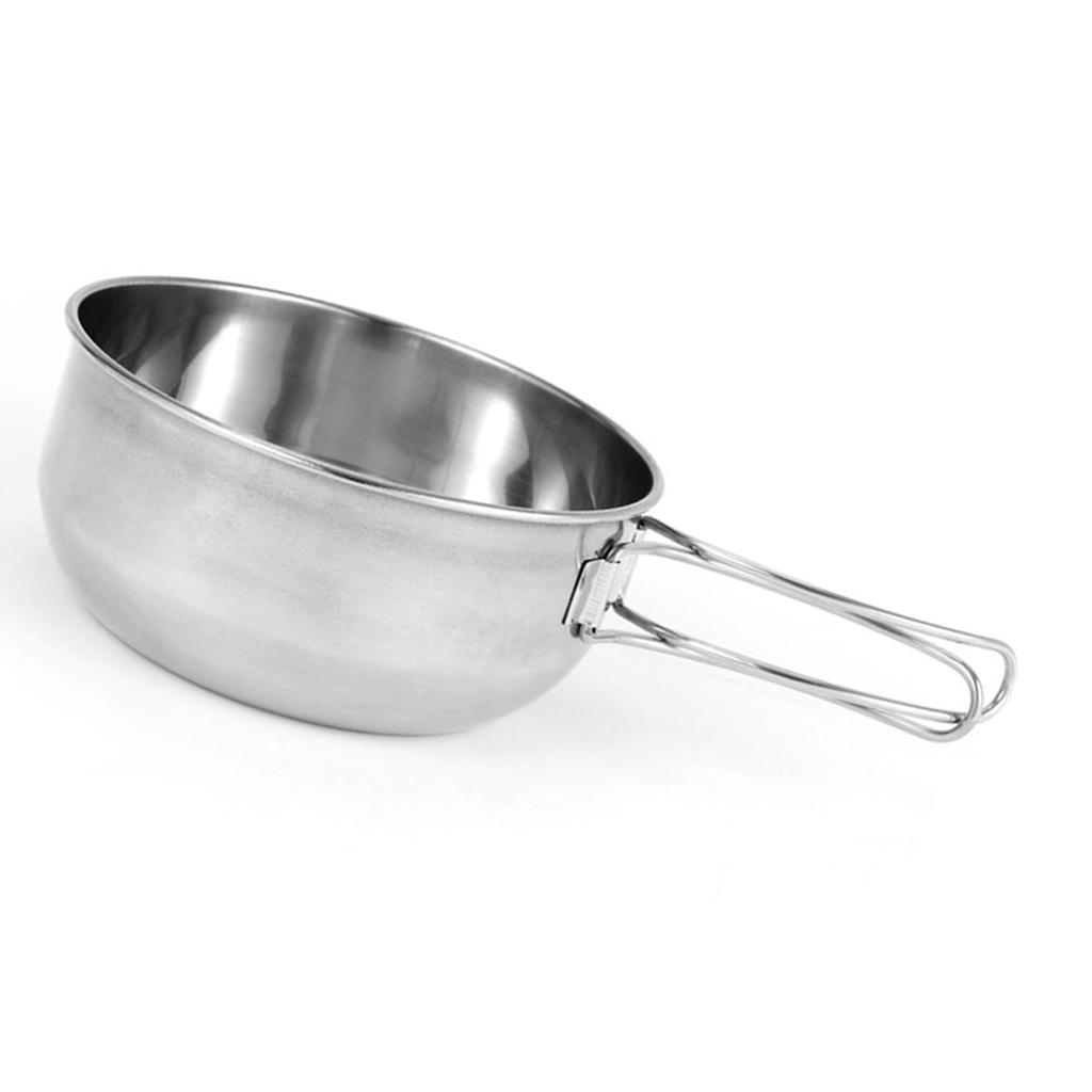 Foldable Soup Dish Bowl Stainless Steel Hiking Pot Picnic Utensils for Outdoor Camping