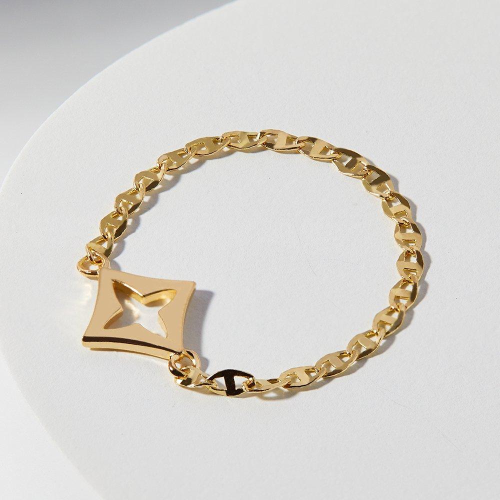 14K Ivy Charm Chain Gold Ring