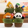 Hand Tree Stump Puppet Panda Red Panda Parrot Monkey Cartoon Plush Doll Toy