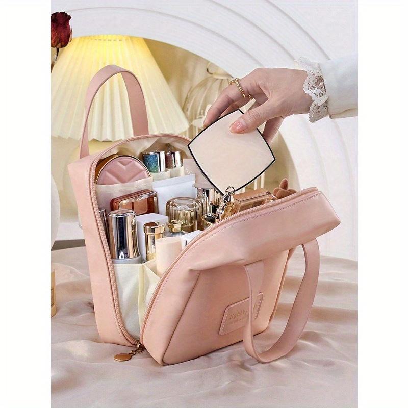 1pc High Quality Travel Large Capacity Multi-Pocket Cosmetic Bag, PU Leather Waterproof Portable Toiletry Bag, Perfect Makeup Storage Bag Perfect
