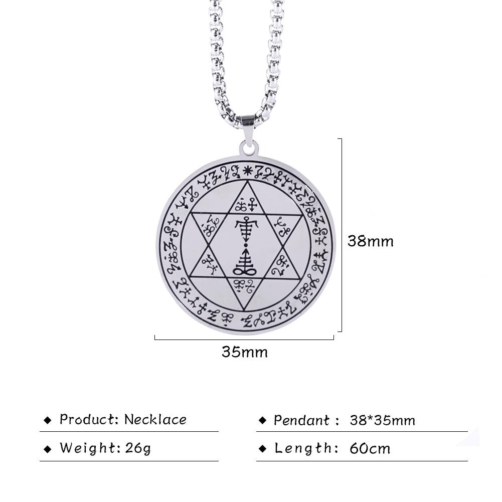 Dawapara Okkultismus Siegel Anhänger Halskette Edelstahl Amulett für Geld Gesundheit und Glück Wolf des Antimons