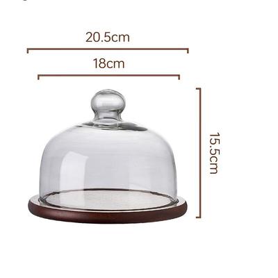 Abay Wooden Cake Stand with Glass Dome