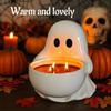 Halloween Candle Holder Ghost Figurine Candle Holder Desk Decor Resin Cute Guardians Ghost Statue Aromatherapy Candlestick