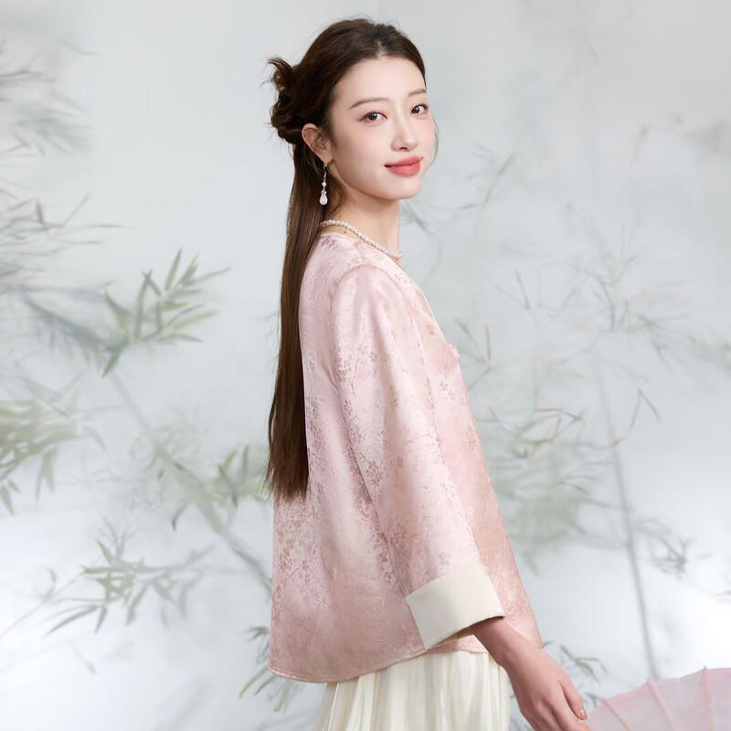 Sancai Women's Guofeng Jacquard Disc Button Outerwear