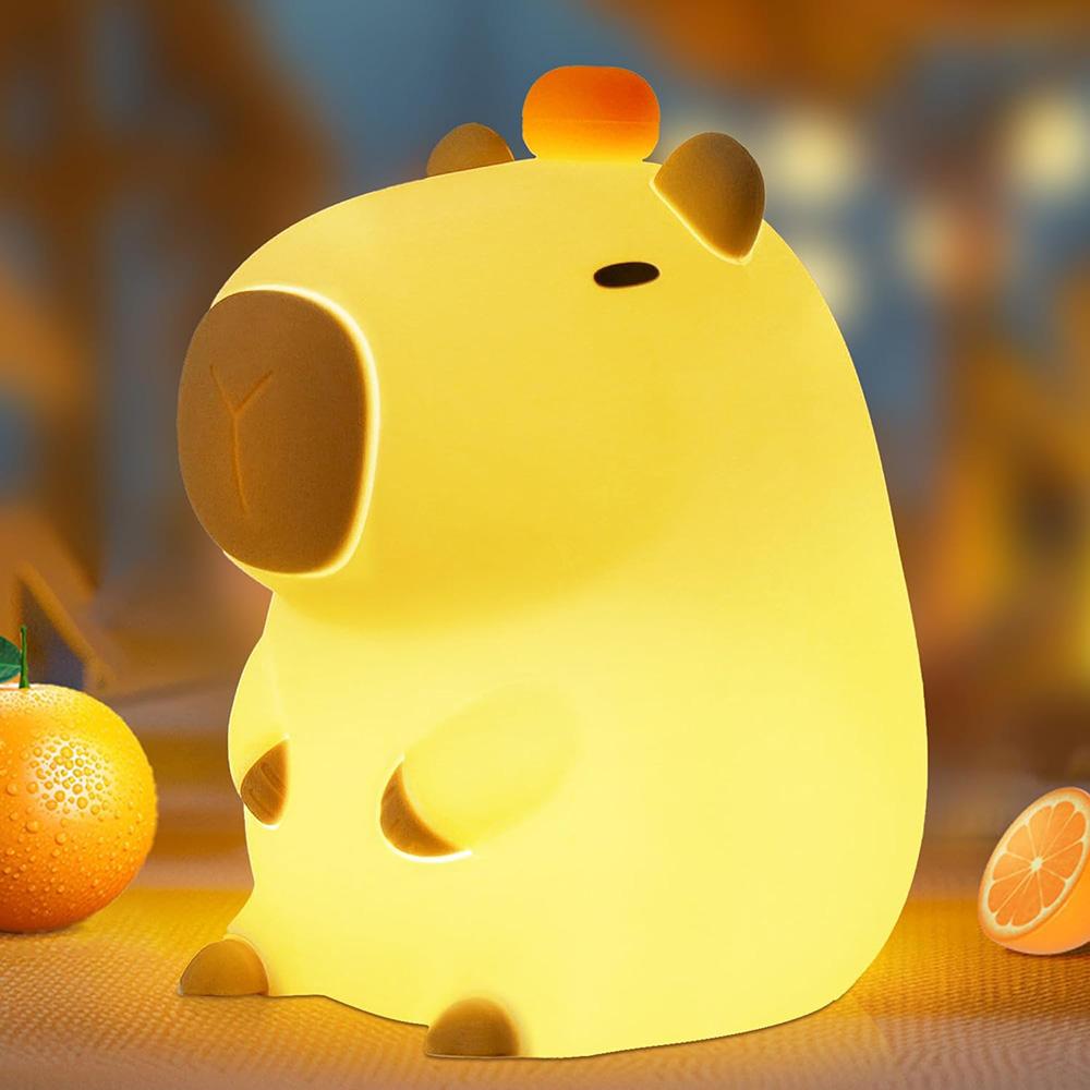 

Capybara Night Light Silicone USB Rechargeable Touch Control with Dimmable & Timer Bedside Lamp for Kid Gift Birthday Home Decor теплый белый