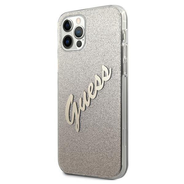 Guess Guhcp12Mpcuglsgo Iphone 12/12 Pro6,1 Złoty/Gold Hardcase Glitter Gradient Script