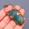 Green Fluorite Rough Gemstone Copper Art Deco Boho Birthday New Pendant Jewelry V-4