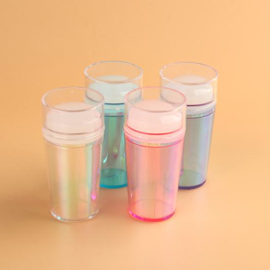 Yousheng 1 Set Nail Stamp Reusable Non-Deformed Good Ductility Round Silicone Stamper Transparent Nails Art Tool for Manicure