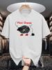 Unisex White Tee Doodle Mini Sheep Yarn Letter Cartoon Graphic Print Crew Neck Short Sleeve Summer Casual Male Cotton Street Top
