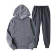 Fleece Hooded Set Fashion Casual Solid Color Sweatshirt Sweater Men's Two-piece Set