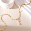 Titanium Steel High-Grade Snake Bone Chain Necklace Women'S Light Luxury Simple Square Zircon Pendant Necklace