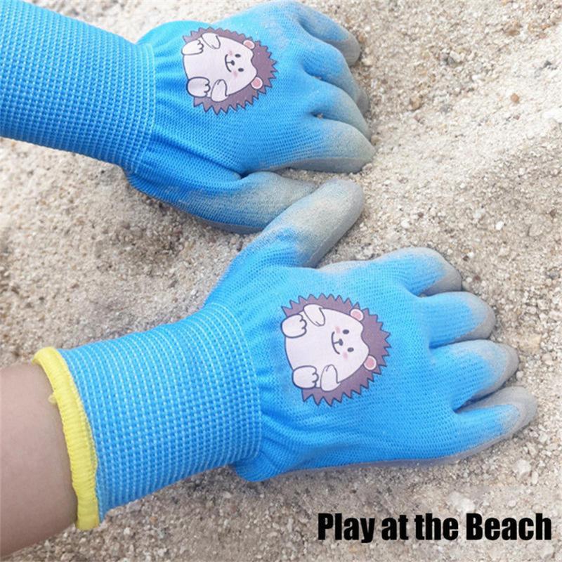 Kinder strapazierfähige wasserdichte Gartenhandschuhe rutschfest Kinder Sicherheit Hofarbeits-Handschuhe Tragbare Gartenwerkzeuge Gartengeräte Handschuhe