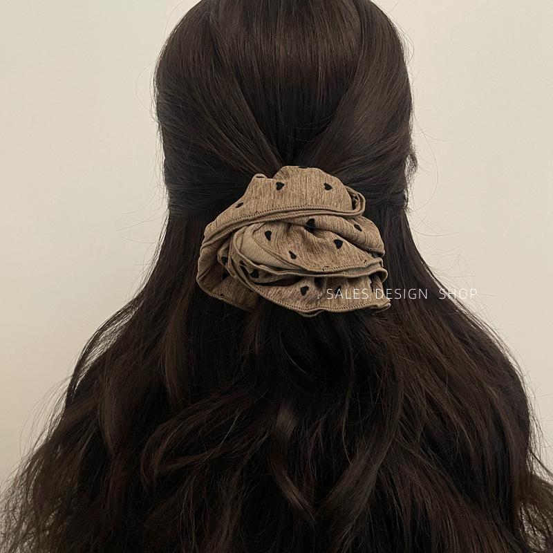 Korean Heart-Shaped Slim Waist Floral Double Layer Hair Tie - Elegant & Versatile Hair Accessory