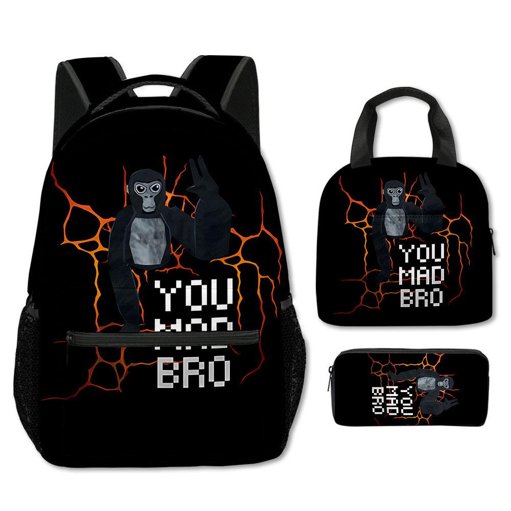 Fashion Novelty Cool Novelty Gorilla tag 3D Print 3pcs/Set Student School Bags Laptop Backpack Crossbody Lunch bag Pencil Case