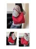 Women's Large Red Canvas Handbag - 2025 Stylish Single Shoulder Tote for Bridal Wedding Banquet