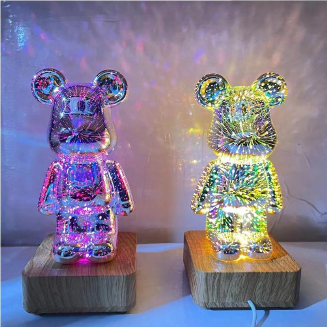 Firework Led Bear Light Home Decor Gift for Birthday Christmas Lamp Lighting 3D Bear Atmosphere Night Light