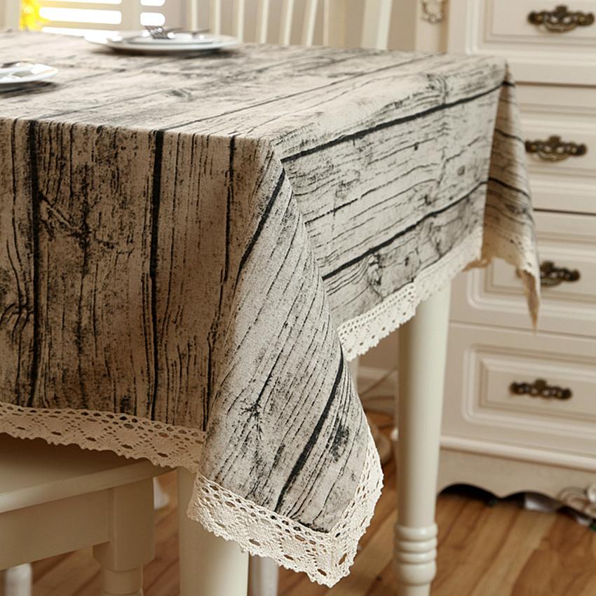 Cotton Linen Tablecloth Artificial Bark Wood Grain Pattern Pastoral Style Cover Washable Table Cloth For Tea Table