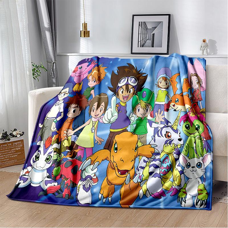 Cartoon Digimon Adventure Monster Soft Plush Blanket,Flannel Blanket Throw Blanket for Living Room Bedroom Bed Sofa Cover Child