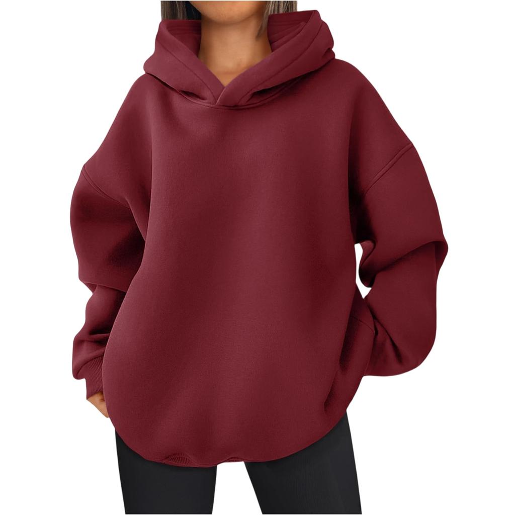 Women's Fashionable Long-sleeved Pullover And Solid-color Hooded Sweatshirt