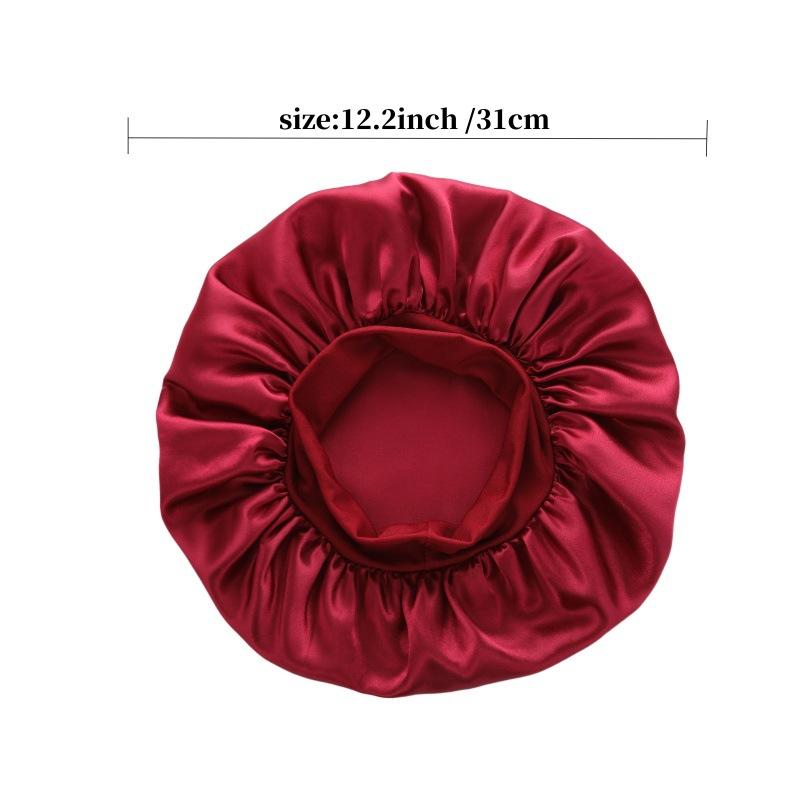 Nightcap High Elastic Headscarf Shower Cap Solid Color Hair Care Hat Satin Satin Big Brim