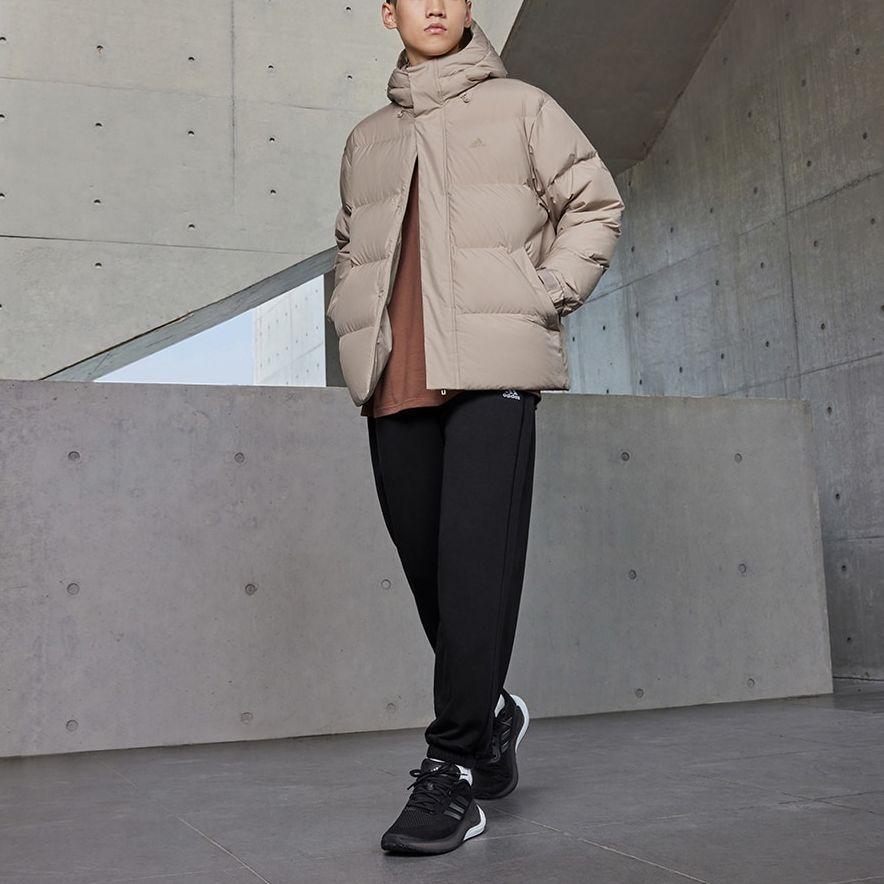 Adidas 600 Fill Letter Print Casual Outdoor Sports Hooded Down Jacket Men Jacket Light-Brown IV7562