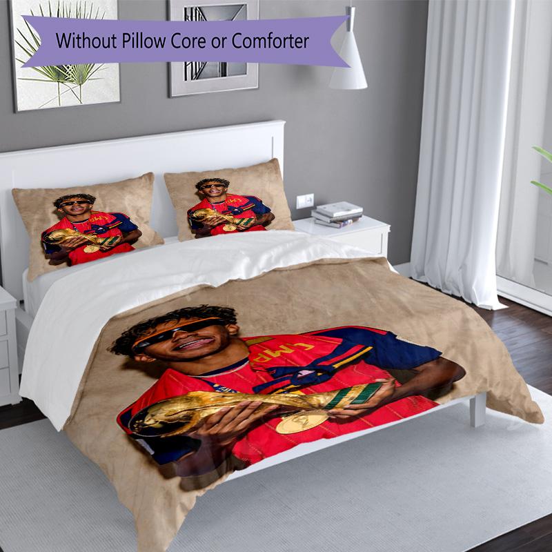 Lamine Yamal Fcb World Cup Champion Bedding Set,Premium Bed Linen for Bedroom Home Decoration,Perfect Collectible Gift for Messi Fans,Easy Care Duvet 