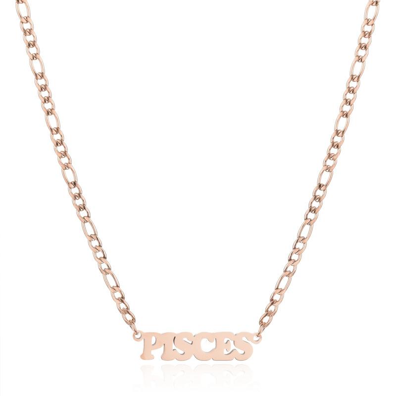 Gold/Silver/Rose Gold Color Twelve Constellations Stainless Steel NK Chain Pendant Necklace Female Jewelry 18+2in