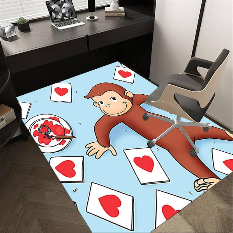 

1PC curious george heart Non-Slip Floor carpet, suitable for Office, bedroomand playrooms. It can also be used as a sofa footrest cover-T21 60cm by 90cm