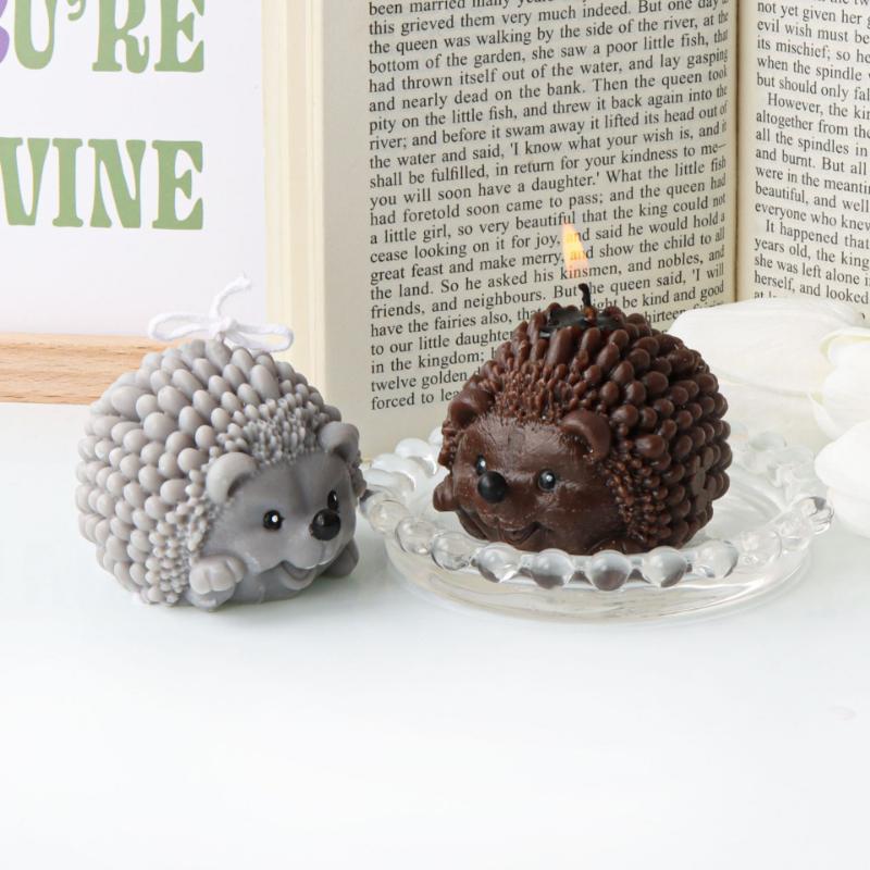 3D Cute Hedgehog Silicone Candle Mold DIY Cartoon Animal Soap Resin Plaster Mould Chocolate Candy Ice Making Set Home Decor Gift