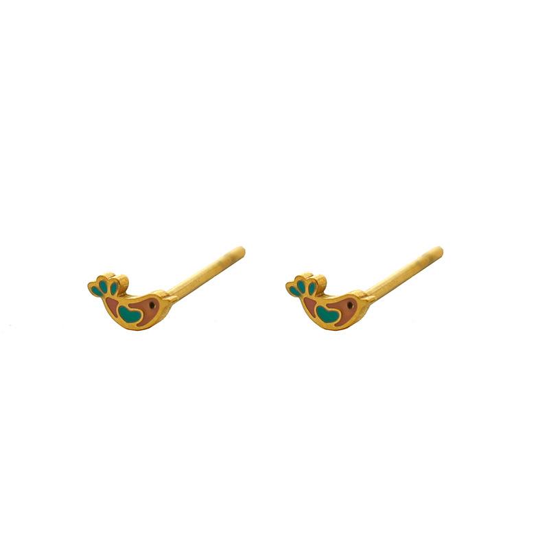 Creative Cute Bird Stud Earrings Dripping Oil Fresh 316 Earrings Simple Titanium Steel Earrings